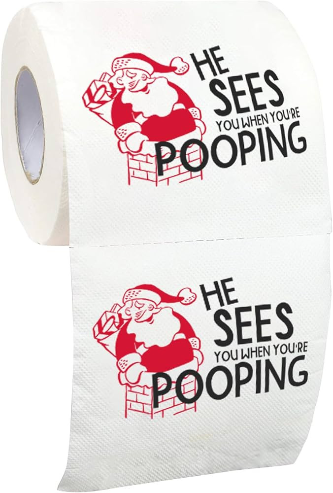 Christmas Toilet Paper Roll He Sees You When You're Pooping - Funny Toilet Paper, Funny Gag Gifts... | Amazon (US)