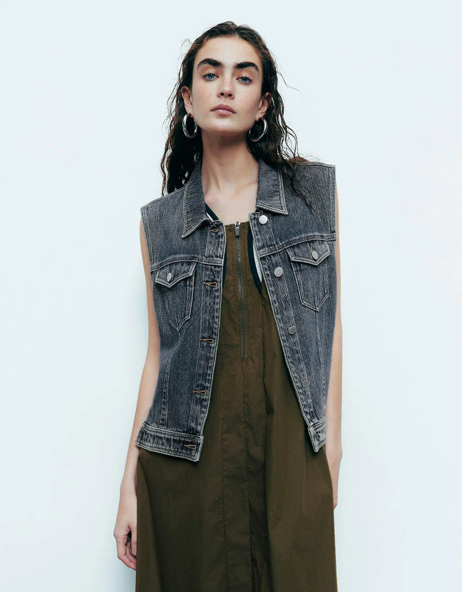 Lapel Denim Vest | Urban Revivo
