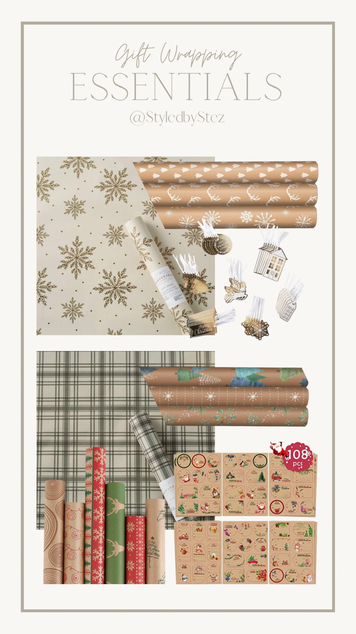 Gift wrapping essentials, wrapping paper, gift tags, neutral wrapping paper

#LTKHoliday #LTKFind #LTKSeasonal