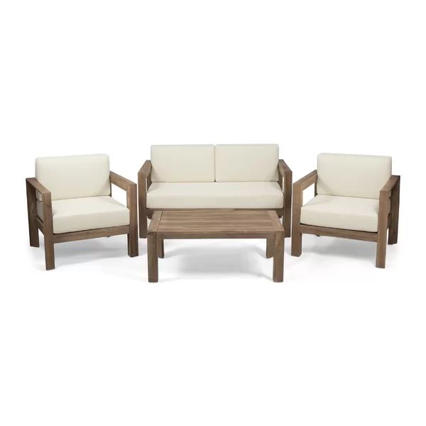 Kalita Solid Wood 4 - Person Seating Group with Cushions | Wayfair North America