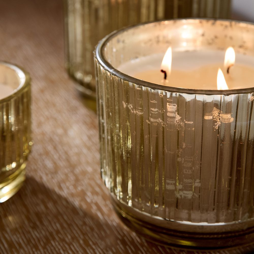 Mercury Glass Fluted Candles - Balsam & Cedar | West Elm (US)