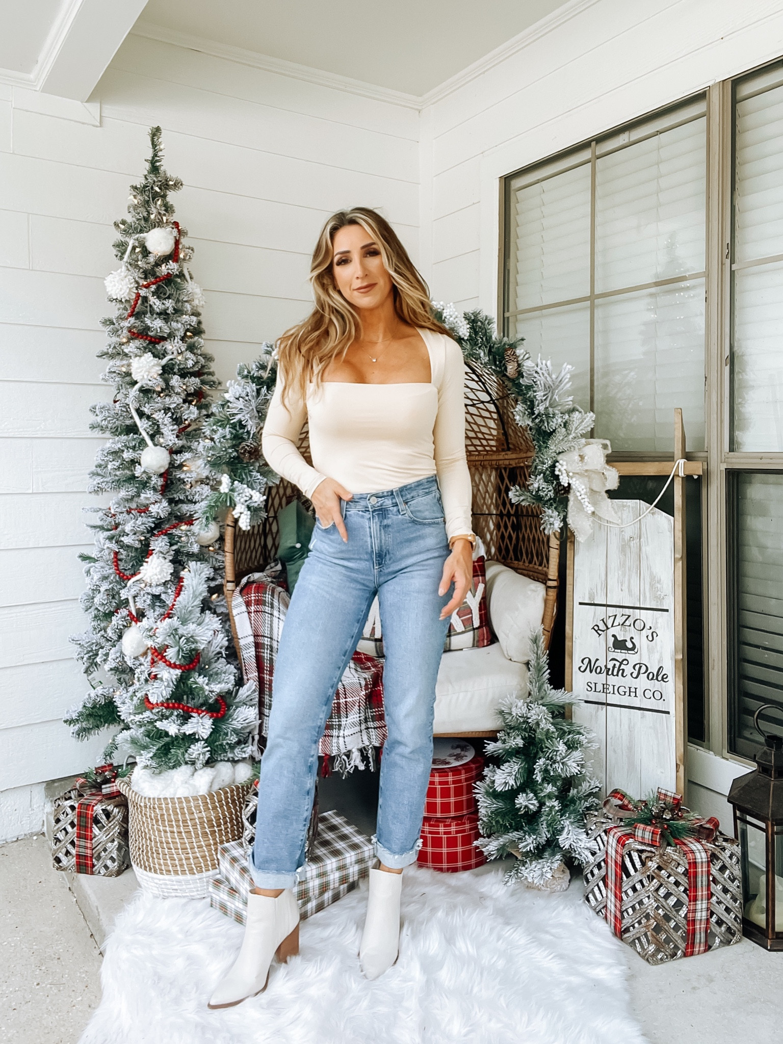 Fall outfits, long sleeve bodysuit, ladies denim, boots, booties, thanksgiving outfit

#LTKstyletip #LTKfindsunder50 #LTKHoliday