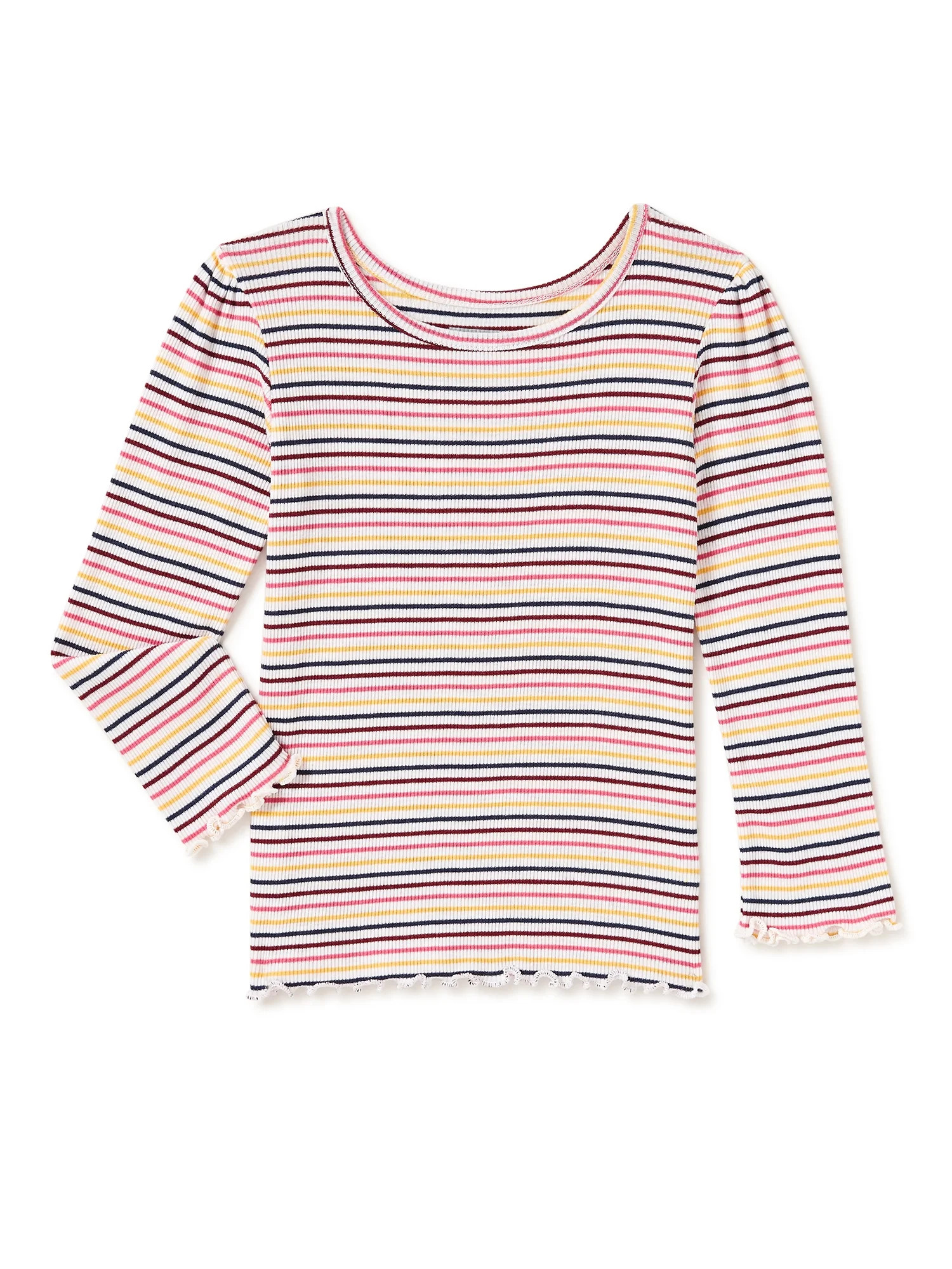 Garanimals Baby & Toddler Girls Stripe Ribbed Long Sleeve Tee, 12M-5T | Walmart (US)