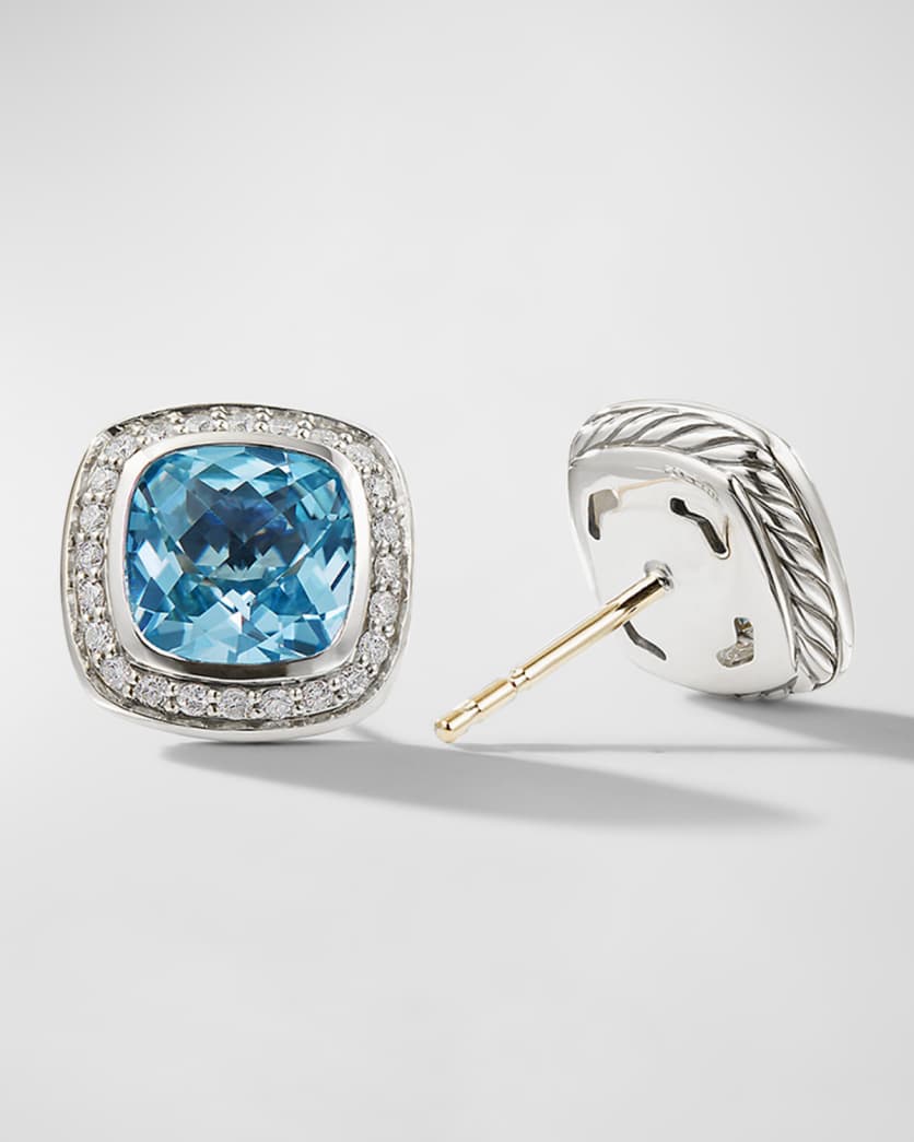 David Yurman Albion Stud Earrings with Gemstone and Diamonds in Silver, 7mm | Neiman Marcus