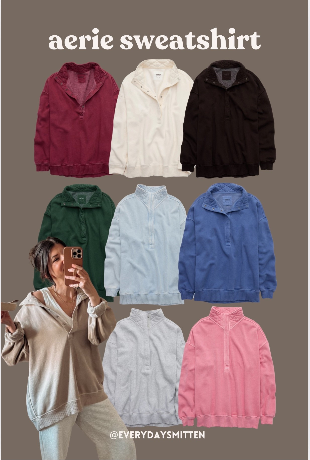 46% off aerie sweatshirt! It’s a best seller for a reason! Hands down the comfiest pullover I own! I want every color! Wearing small

#LTKmomlife #LTKHoliday #LTKCyberWeek