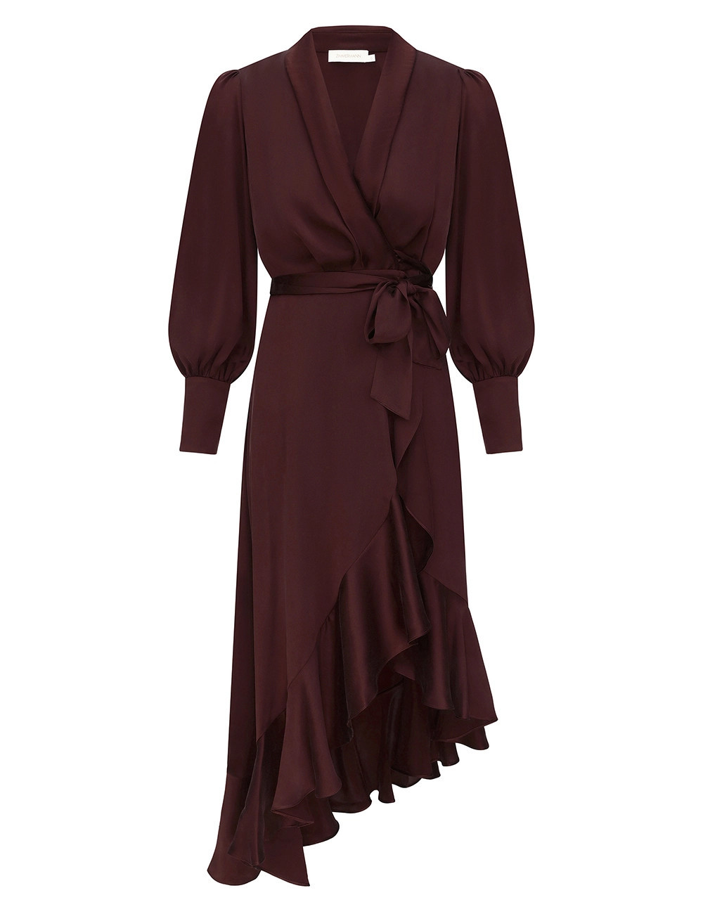 ZIMMERMANN Silk Wrap Midi Dress Mahogany Size 0P | ZIMMERMANN (US, CA, EU, MENA)