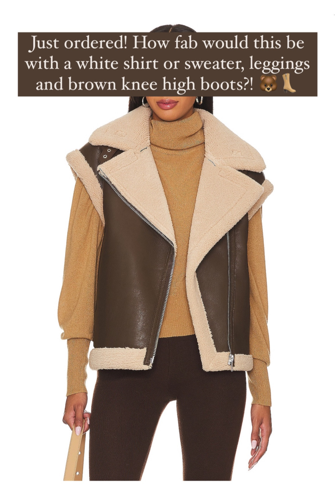 Faux leather vest / brown shearling vest / faux leather fur vest / vermont outfit / chic fall vest 

#LTKstyletip #LTKSeasonal
