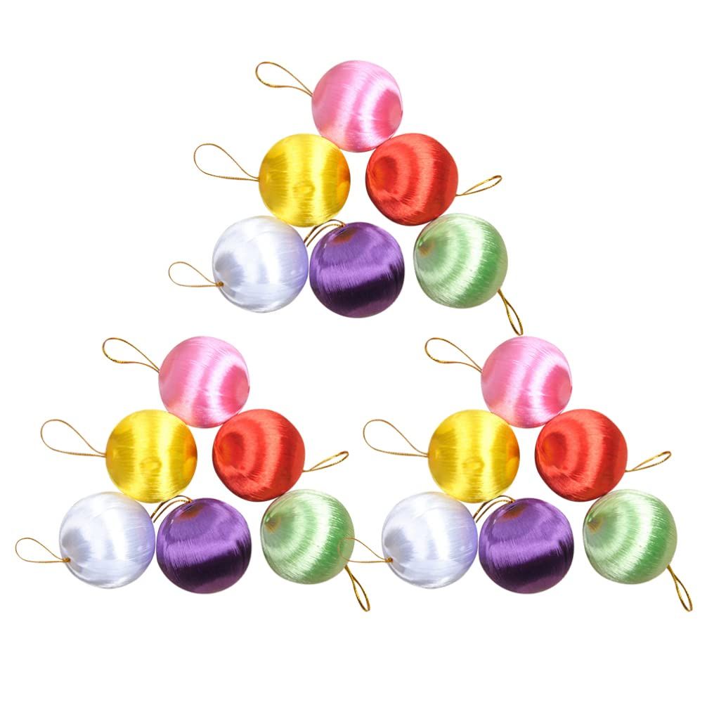 PRETYZOOM 30pcs Satin Balls Christmas Ball Ornaments 1.57" Multicolored Christmas Tree Hanging Ball  | Amazon (US)