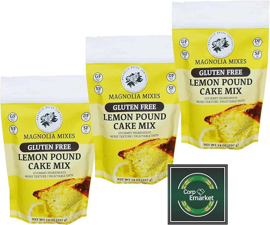 Magnolia Mixes' Gluten-Free Lemon Pound Cake Mix Lemon (14oz., 3 pk.) | Amazon (US)