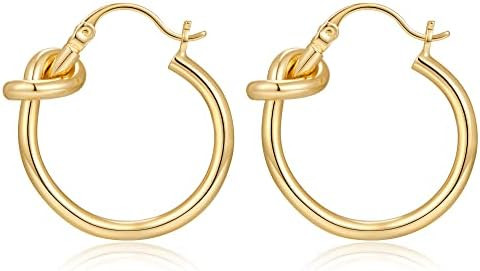 Large Hoop Earrings for Women Chunky Statement Hoop Earrings Vintage Y2k 80s 90s Trendy Hoops | Amazon (US)