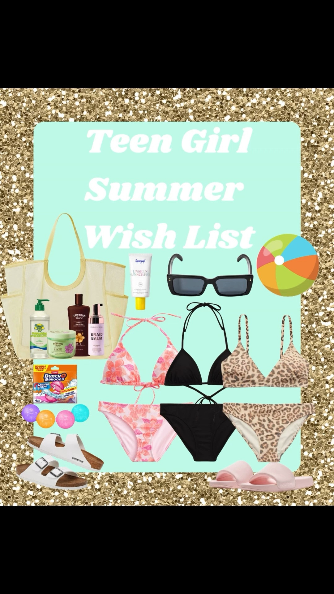 Spring break bikini slide sandals teen girl summer vacation travel Easter basket for teen girls black sunglasses leopard swimsuit

#LTKTravel #LTKSwim #LTKSaleAlert