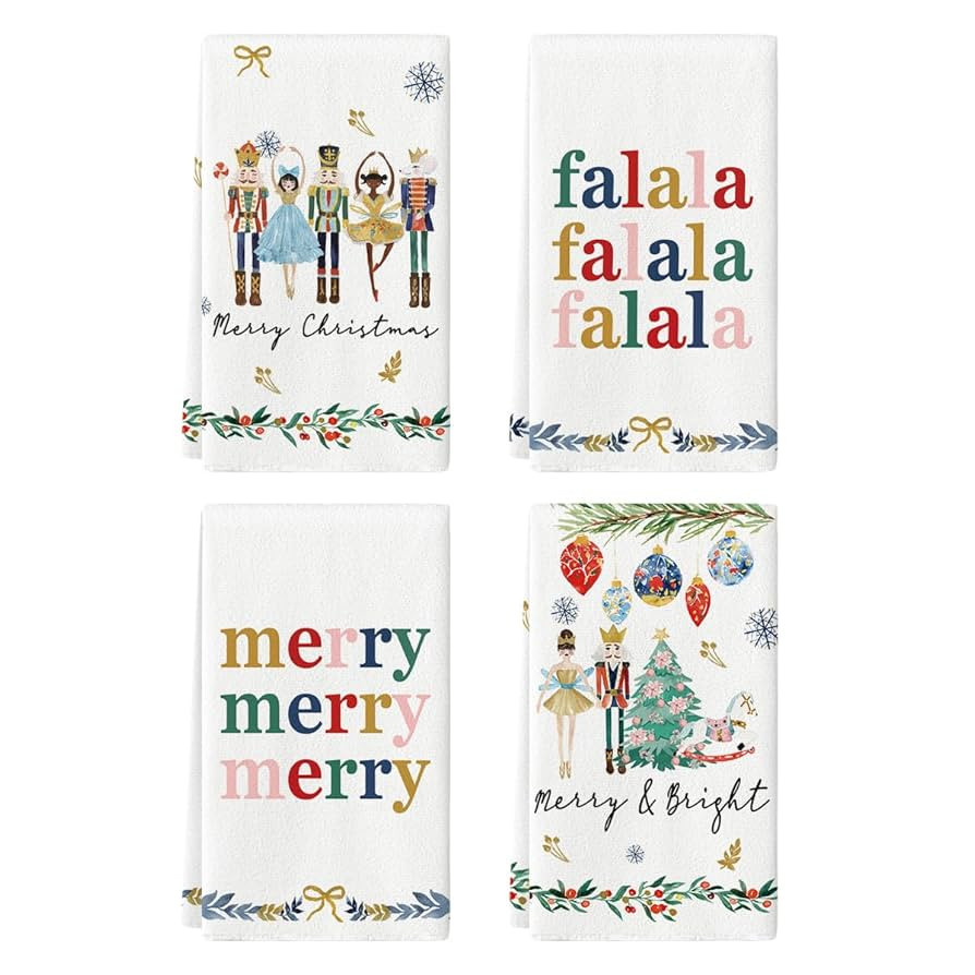 Artoid Mode Nutcrackers Merry Christmas Kitchen Towels Dish Towels, 18x26 Inch Xmas Balls Tree Wi... | Amazon (CA)
