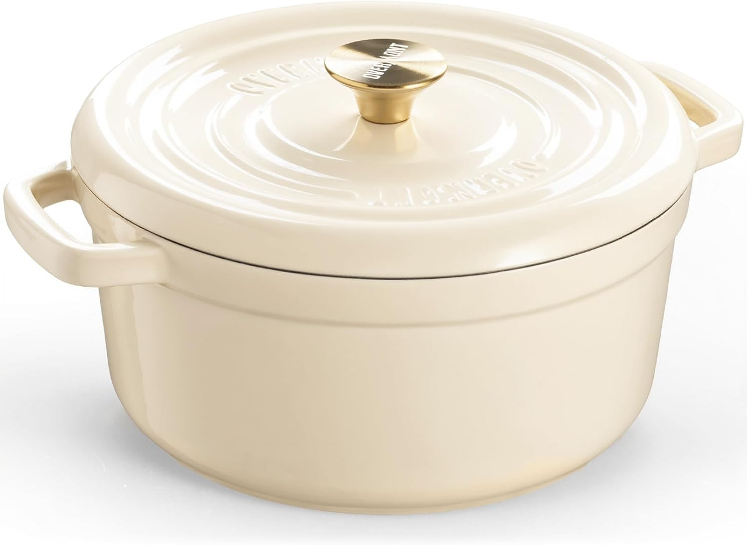Overmont Enameled Cast Iron Dutch Oven - 5QT Pot with Lid Cookbook & Cotton Potholders - Heavy-Du... | Amazon (US)