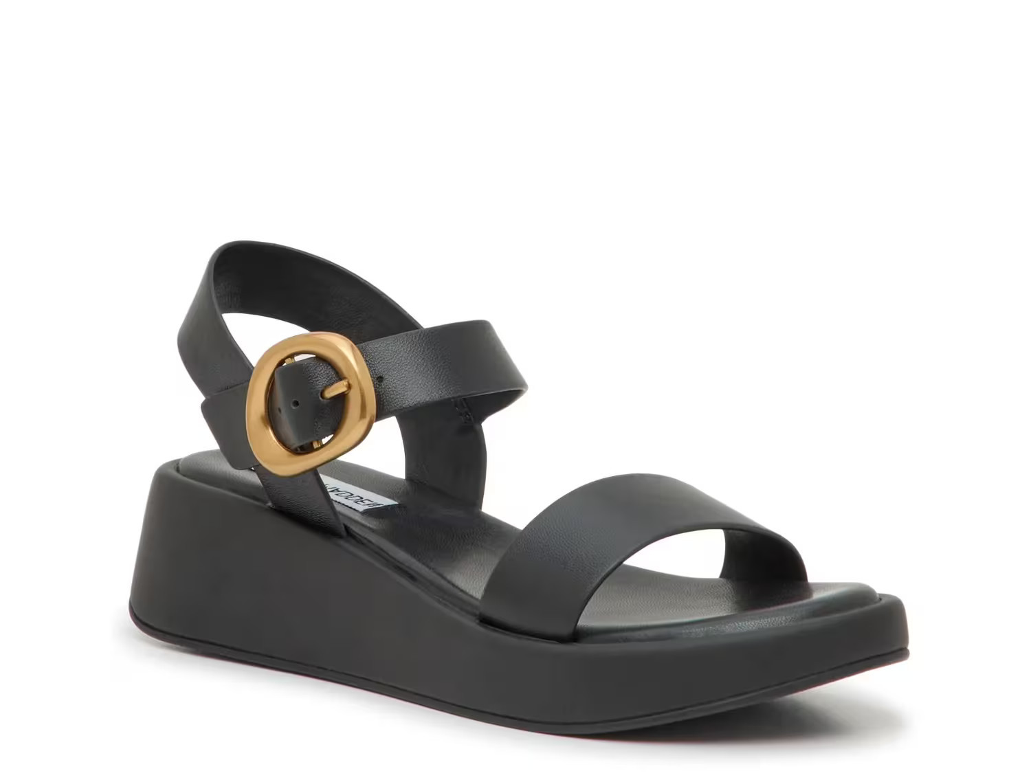 Steve Madden Sedonah Wedge Sandal | Women's | Black | Size 9.5 | Sandals | Ankle Strap | DSW