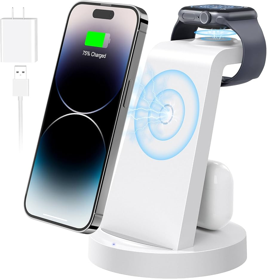 Wireless Charging Station, 3 in 1 Wireless Charger for iPhone 15/14/13/12/11/Pro/Max/SE/XS/XR/X/8... | Amazon (US)