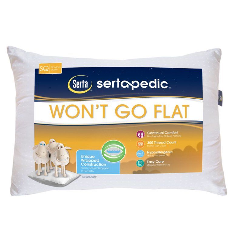 Sertapedic Won't Go Flat Bed Pillow, Standard/Queen | Walmart (US)