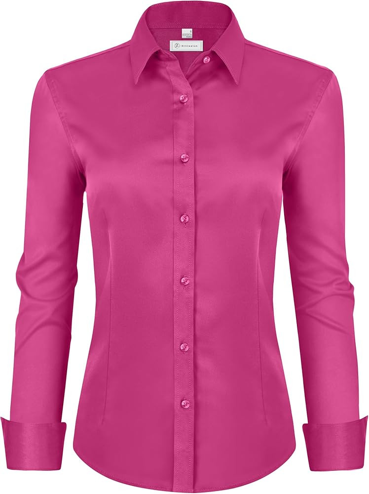siliteelon Womens Classic-Fit Dress Shirts Long Sleeve Button Down Wrinkle-Free Stretch Solid Cas... | Amazon (US)