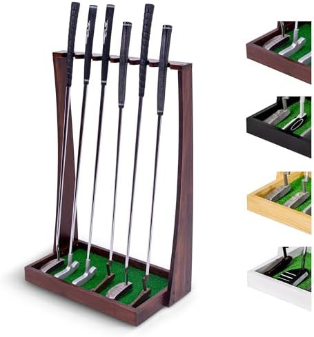 GoSports Premium Wooden Golf Putter Stand - Black, Natural, Brown, White - Indoor Display Rack, H... | Amazon (US)