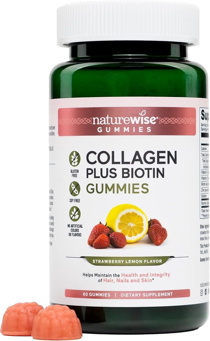 NatureWise Collagen Gummies - Hydrolyzed Collagen Gummies - Type 1 & 3 Peptides for Women + Bioti... | Amazon (US)