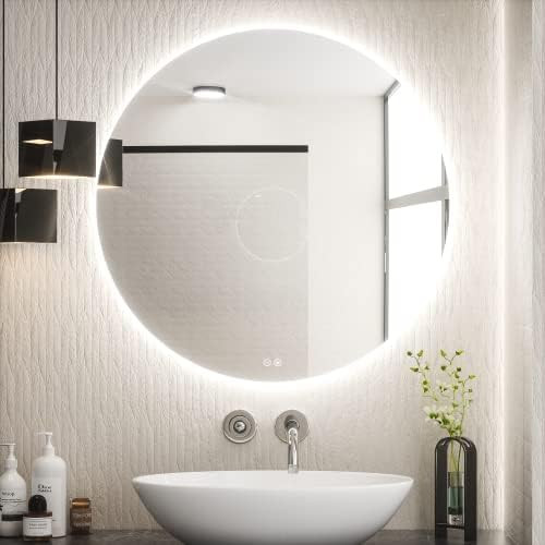 TokeShimi LED Round Backlit Mirror 24 Inch Bathroom Vanity Mirror Anti-Fog Wall Mounted Circle Mirro | Amazon (US)