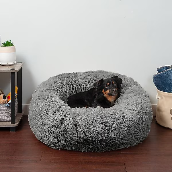 FurHaven Calming Cuddler Long Fur Donut Bolster Dog Bed | Chewy.com