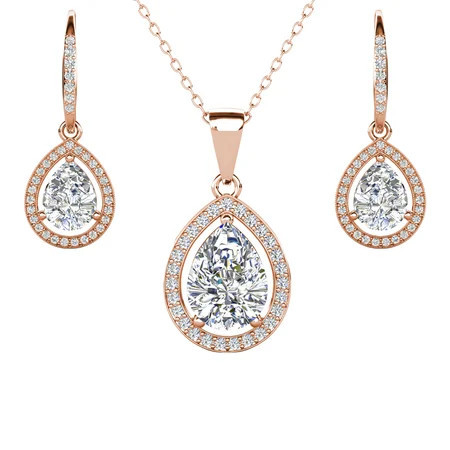 Cate & Chloe Isabel 18k Rose Gold Plated Drop Jewelry Set with Simulated Diamonds Gift for Women | Walmart (US)