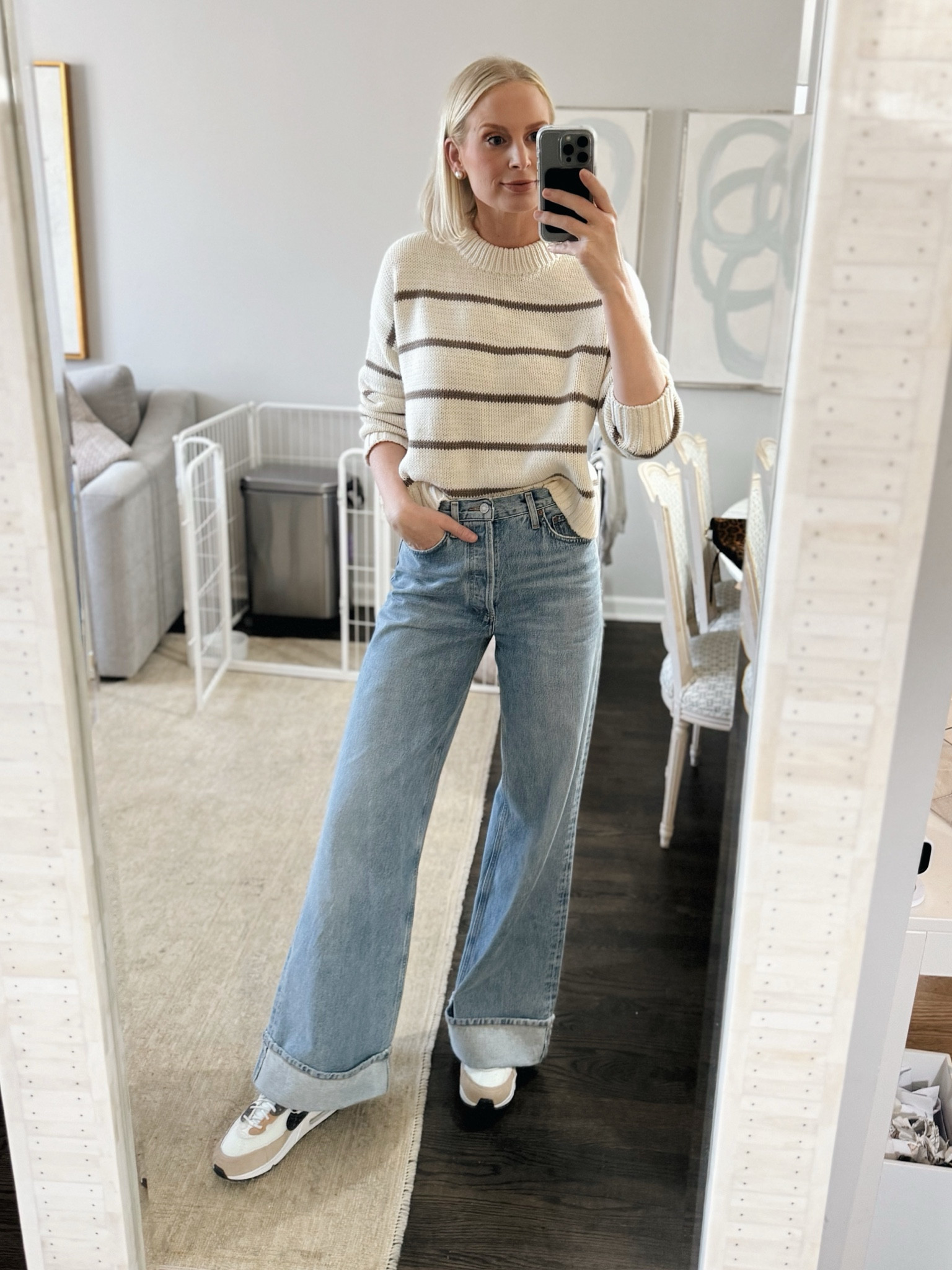 Today’s look! Wearing an XS in the sweater - size down in the jeans if you don’t want them baggy! 

#LTKStyleTip #LTKShoeCrush