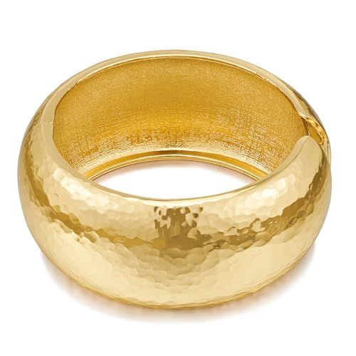 ENSKEFEN Chunky Gold Bangle Bracelets for Women Trendy Hammered Texture Bangles Wide Round Bangle Bracelet Hinged Open Cuff Bracelets Statement Gold Arm Cuffs Jewelry Gift | Amazon (US)