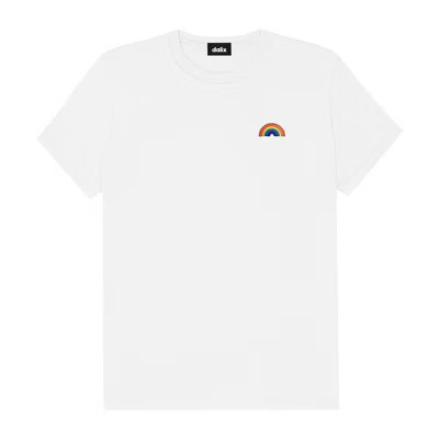 Dalix Rainbow Embroidered Lightweight Relaxed Jersey Tee Summer Cute Positive Womens in White S Small | Target