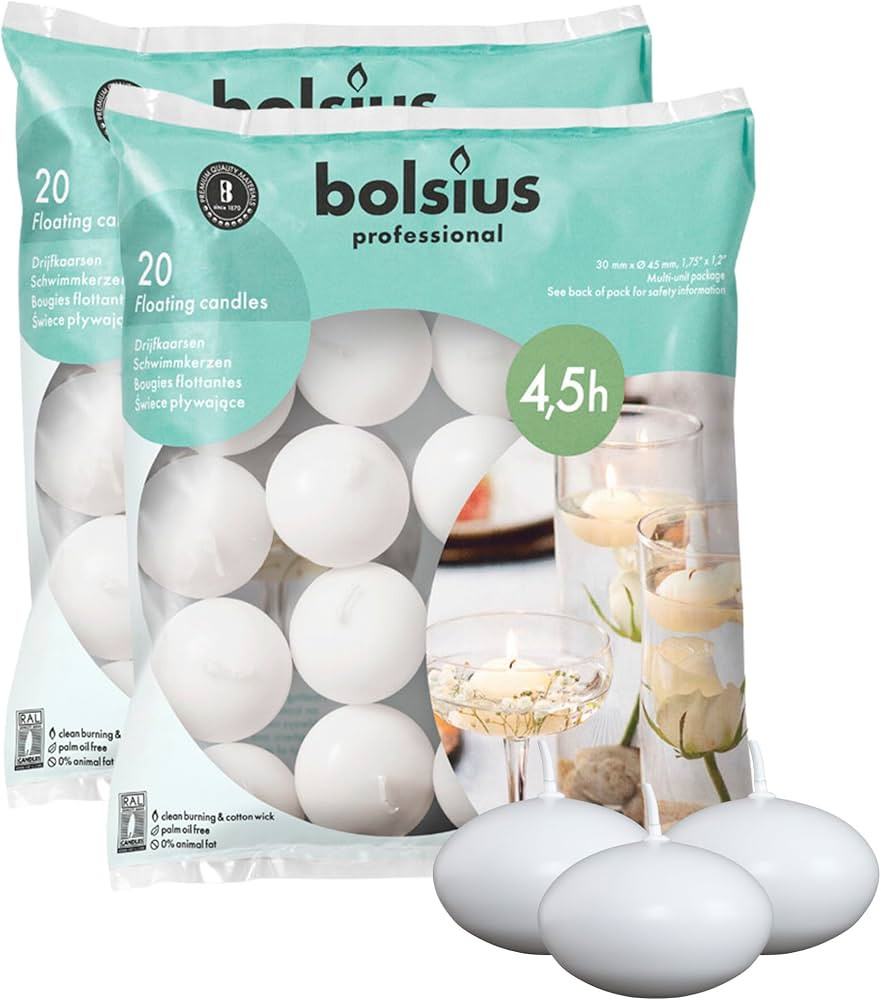 Bolsius Unscented 1.75" Floating Candles – Set of 40 White Floating Candles – Cute and Elegan... | Amazon (US)