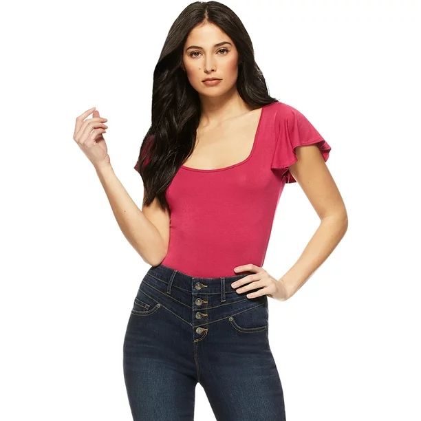 Sofia Jeans by Sofia Vergara Women’s Flutter Sleeve Bodysuit | Walmart (US)