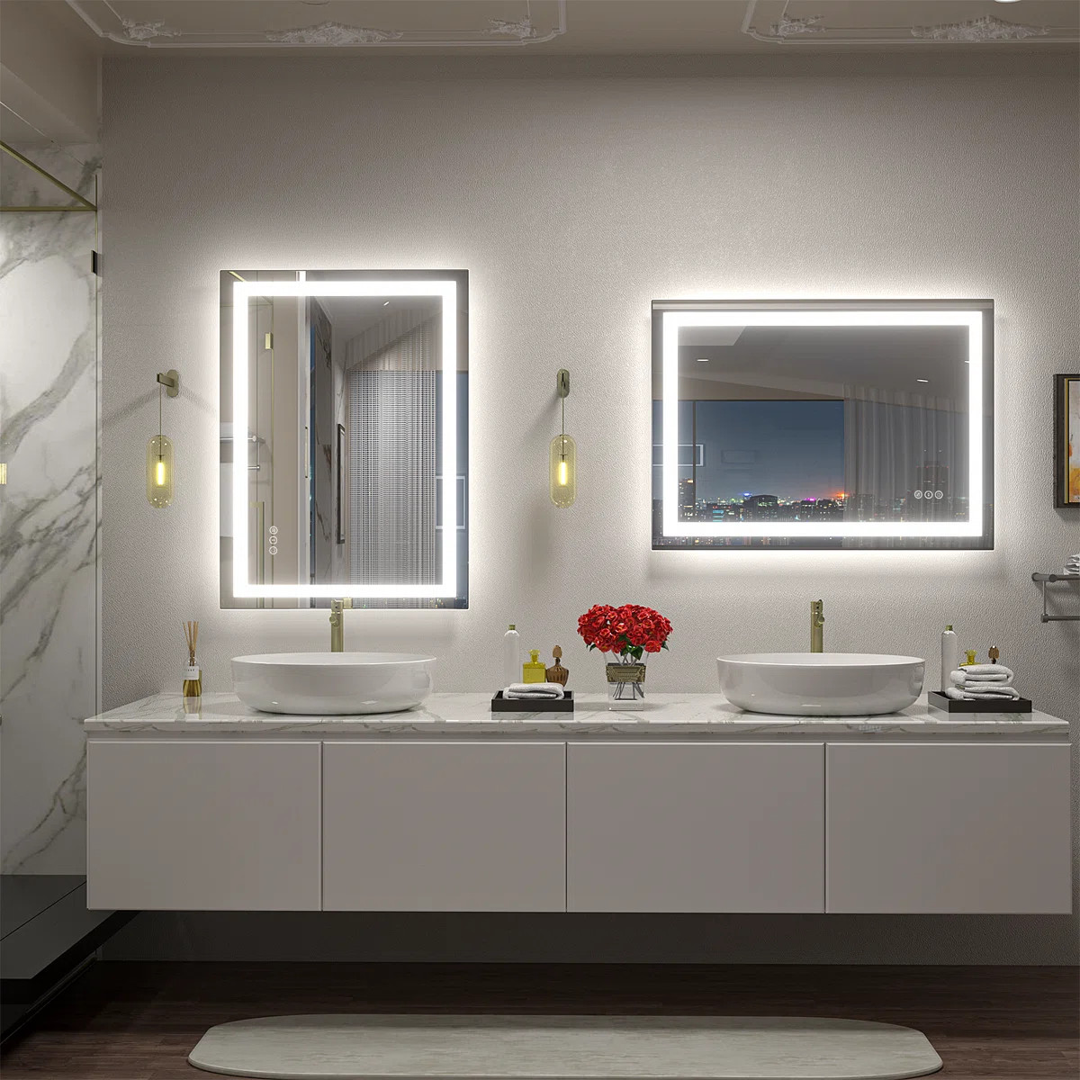 Aevar UL Certified Front & Back LED Anti-Fog Tempered Glass Bathroom/Vanity Mirror with 3-Year Wa... | Wayfair North America