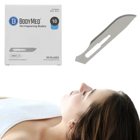 BodyMed Dermaplaning Blades #10 in Stainless Steel 100 PCS - Disposable Individually wrapped Sterile Scalpel Blades for Estheticians Facial Exfoliation Hair Removal Skin Care Surgical & | Walmart (US)