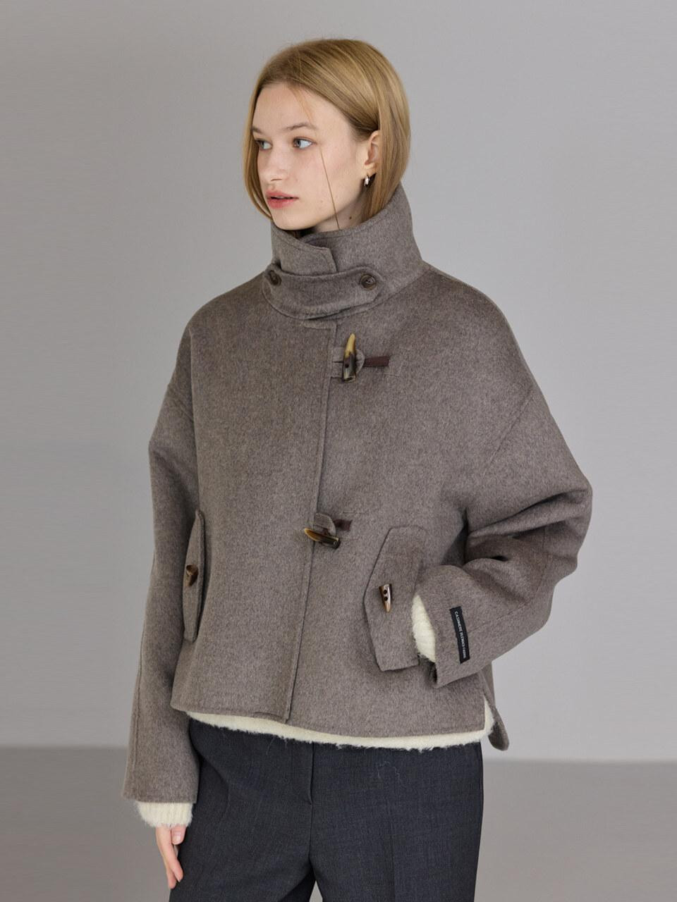 Cashmere Toggle Handmade High-neck Jacket [Light Charcoal] | W Concept (US)