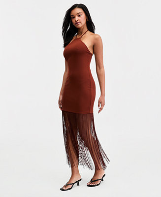 Women's Fringe-Hem Halter Dress | Macy's