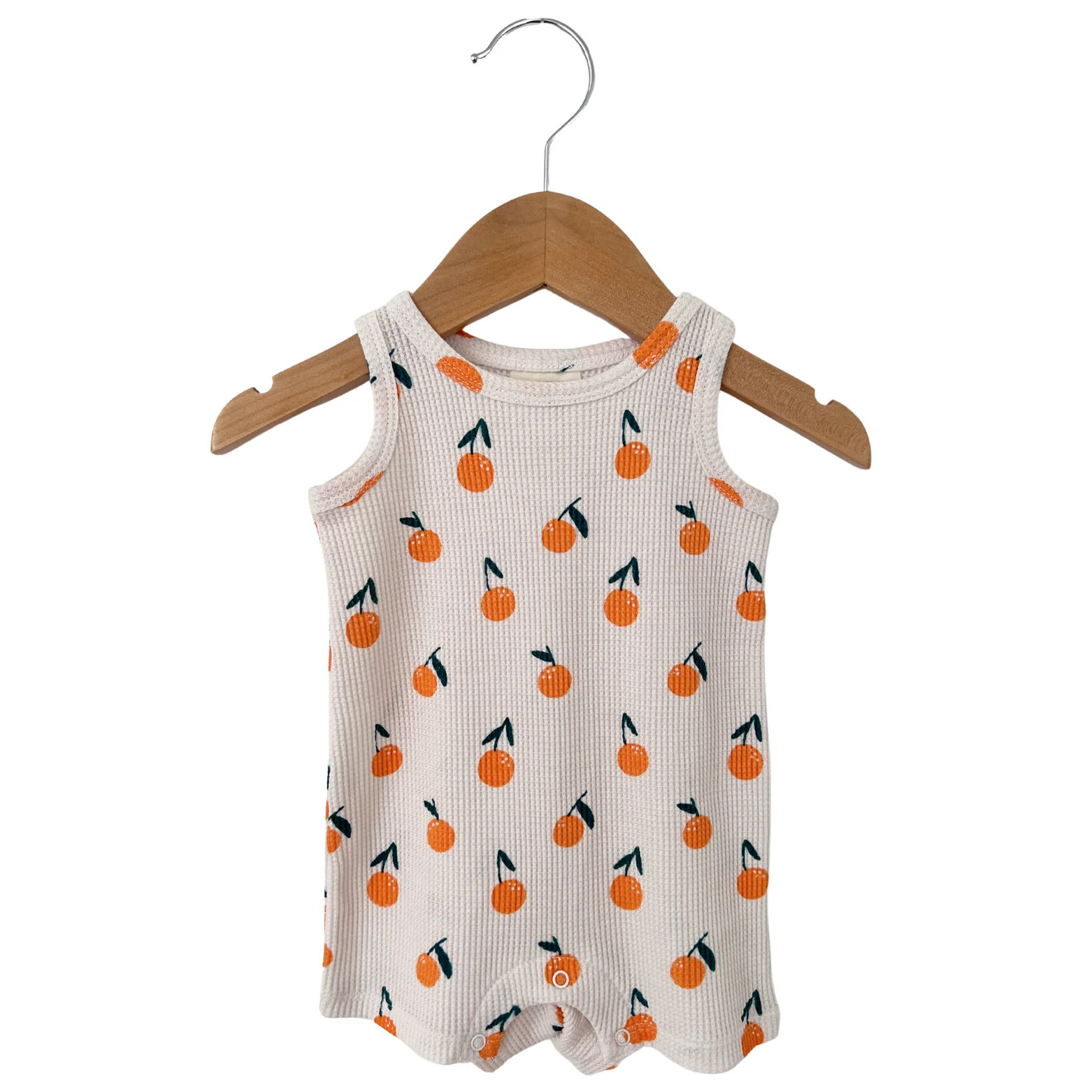 Organic Waffle Shortie Romper, Oranges | SpearmintLOVE