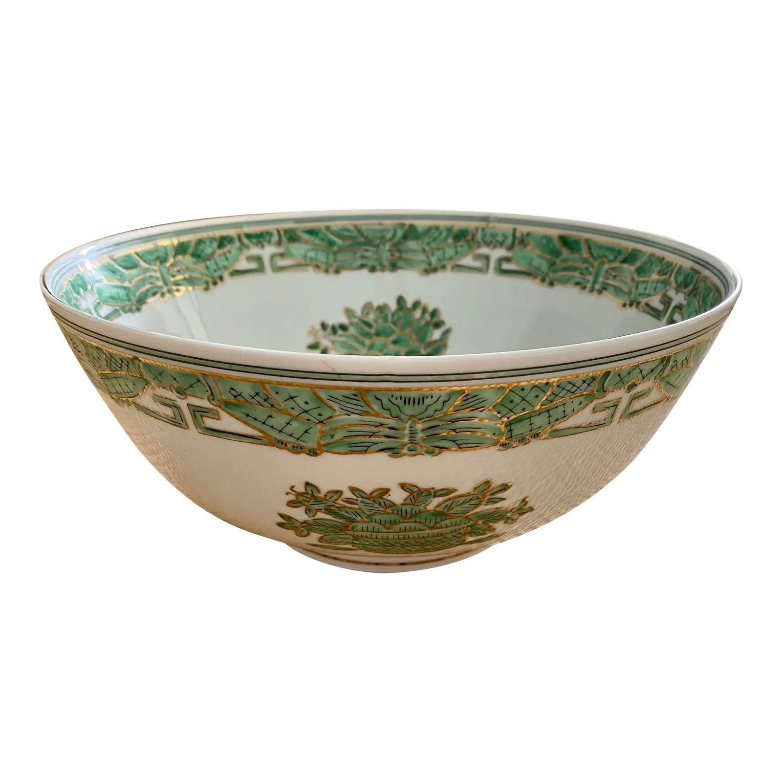 Vintage Green Imari Decorative Bowl | Chairish