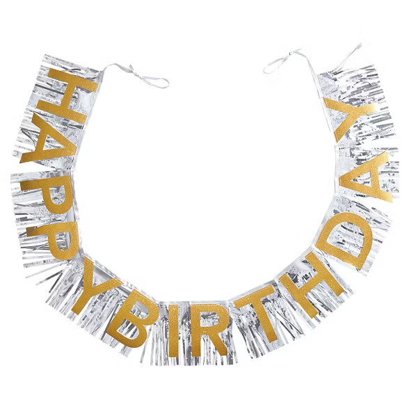 Gold and Silver Happy Birthday Banner - Spritz™ | Target