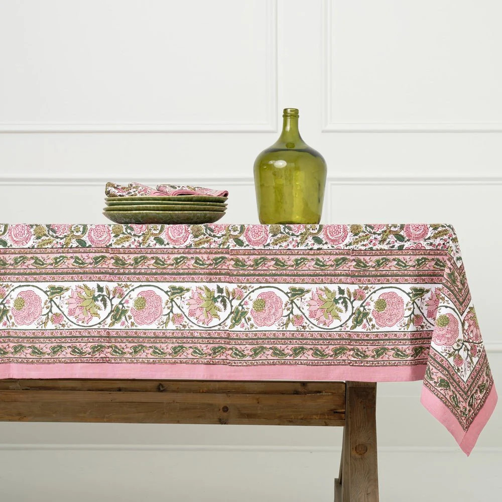 Bohemian Floral Moss & Mauve Tablecloth | Pomegranate