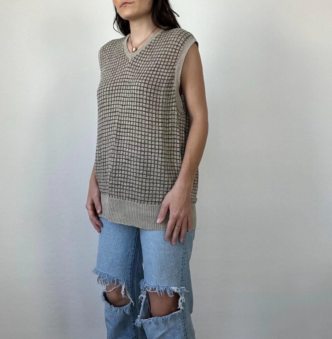 Vintage Neutral Ralph Lauren Linen Sweater Vest - Etsy | Etsy (US)