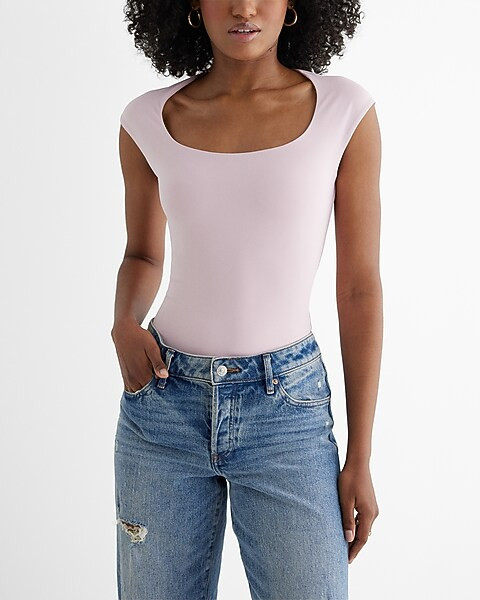 Body Contour High Compression Scoop Neck Cap Sleeve Bodysuit | Express