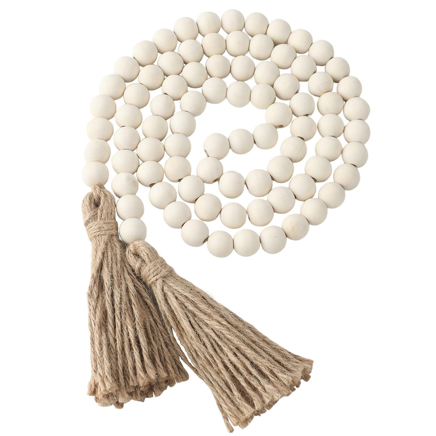Wood Bead Garland 58 Inch Nature Wooden Beads for Boho Farmhouse Table Home Decor with Tassel, Wo... | Amazon (US)