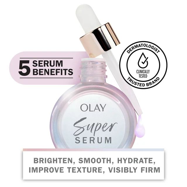 Olay Super Serum 5-in-1 Anti-Aging Facial Serum, Smoothing Skin Care, All Skin Types, 1.0 fl oz | Walmart (US)