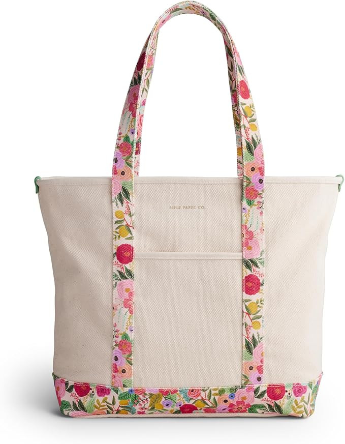 RIFLE PAPER CO. Canvas Carry All for Beach, Gym, Travel and More, Shoulder Bag for Women, 10" Han... | Amazon (US)