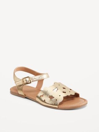 Faux-Leather Floral Cutout Strap Sandals for Girls | Old Navy (US)