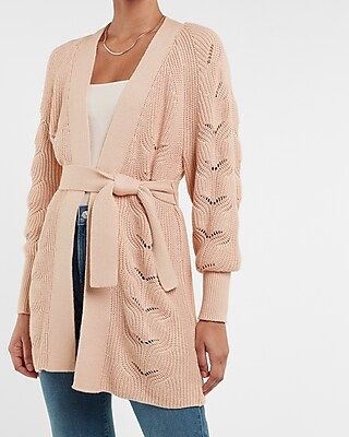 Pointelle Belted Cardigan | Express