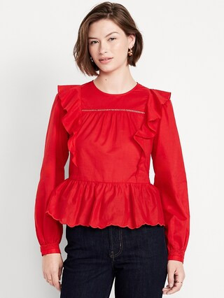 High-Neck Ruffle Peplum Top | Old Navy (US)