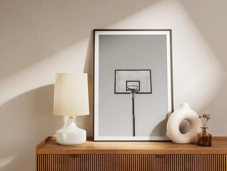 Retro Basketball Hoop Print, Black and White Basketball Photography, Vintage Basketball Hoop Post... | Etsy (US)