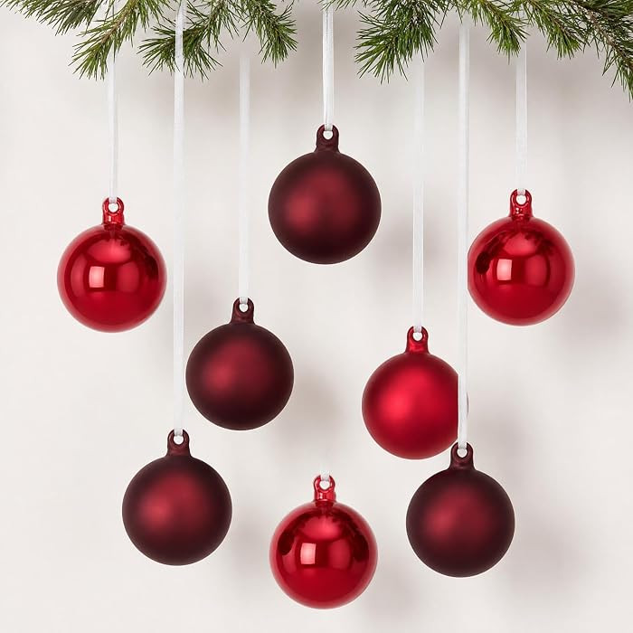 FoldTier 9pcs 3" Colorful Glass Ball Christmas Tree Ornament, Burgundy | Amazon (US)
