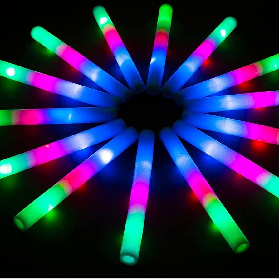 Glow Sticks Bulk, 28 Pcs Giant Foam Glow Sticks with 3 Modes Colorful Flashing, Neon Party Favors... | Amazon (US)